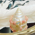 Pink natural stone bracelet with adjustable alloy chain for women