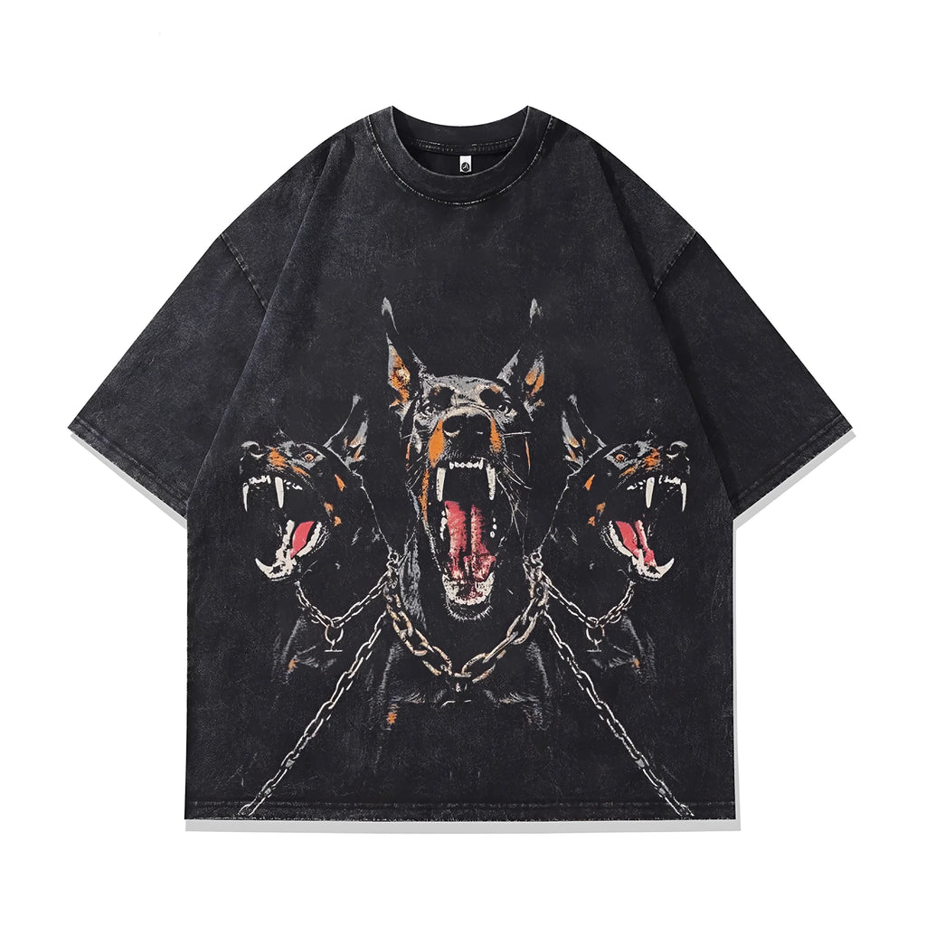 Men's loose fit short sleeve T-shirt with character pattern print in pure cotton fabric