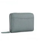 Genuine leather zip coin purse in a choice of solid colours on a plain background.