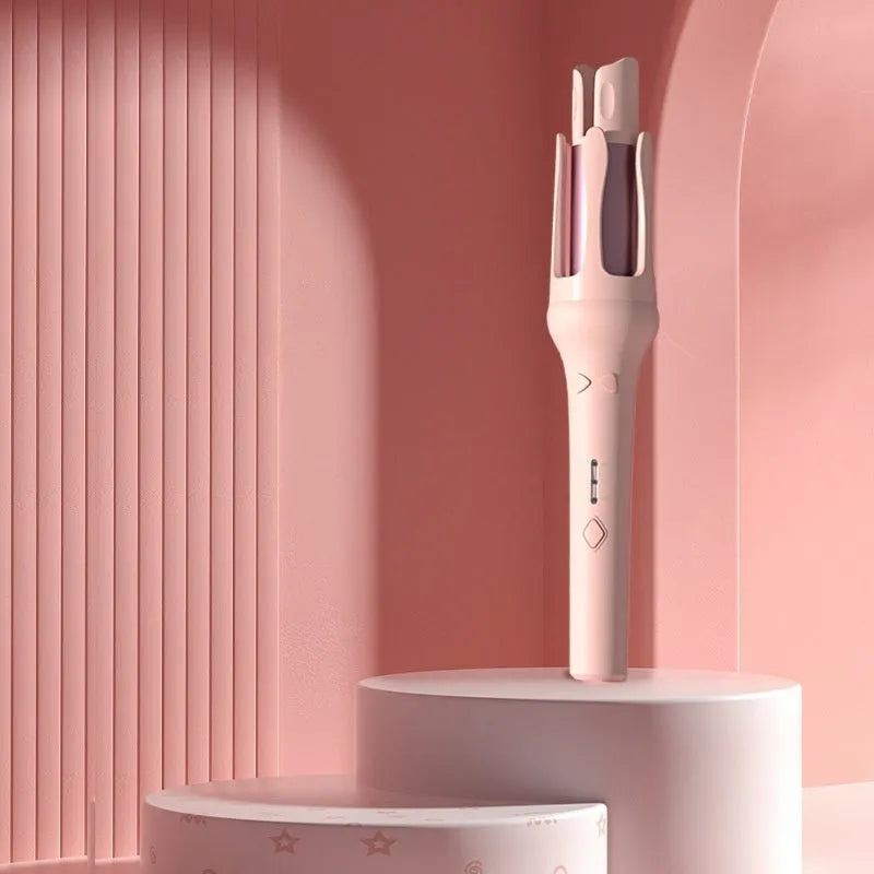 Automatic hair curler with a 32mm barrel in a two-tone colour option, shown with a plug adapter.