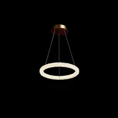 Crystal chandelier with ring lamp design and LED light luxury style on ceiling