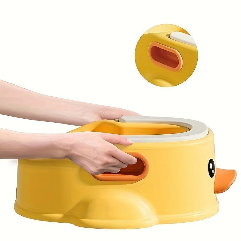 Blue duck-shaped PVC bath tub for washing dogs and cats on a patio.