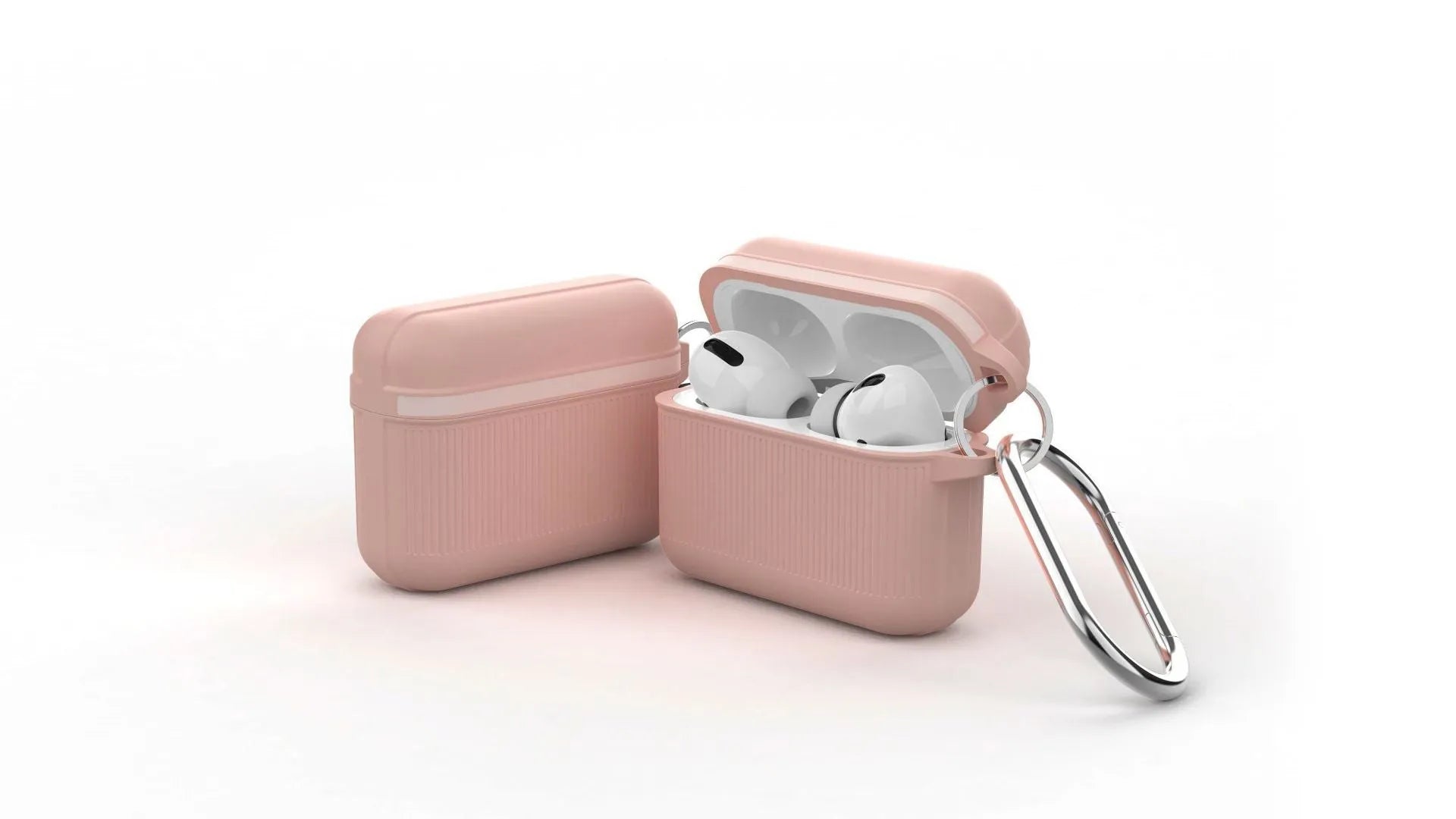 Silicone clamshell case with metal buckle for Apple AirPods 3, Pro, and 1/2 generation earphones.
