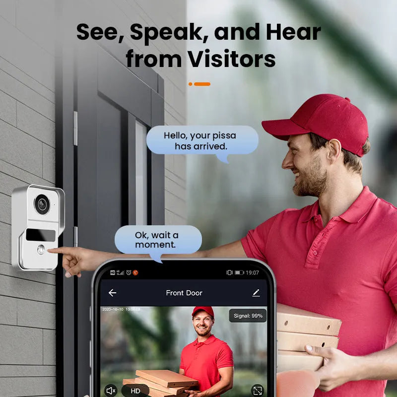 10-inch video intercom doorbell with 1080P camera and real-time monitoring system