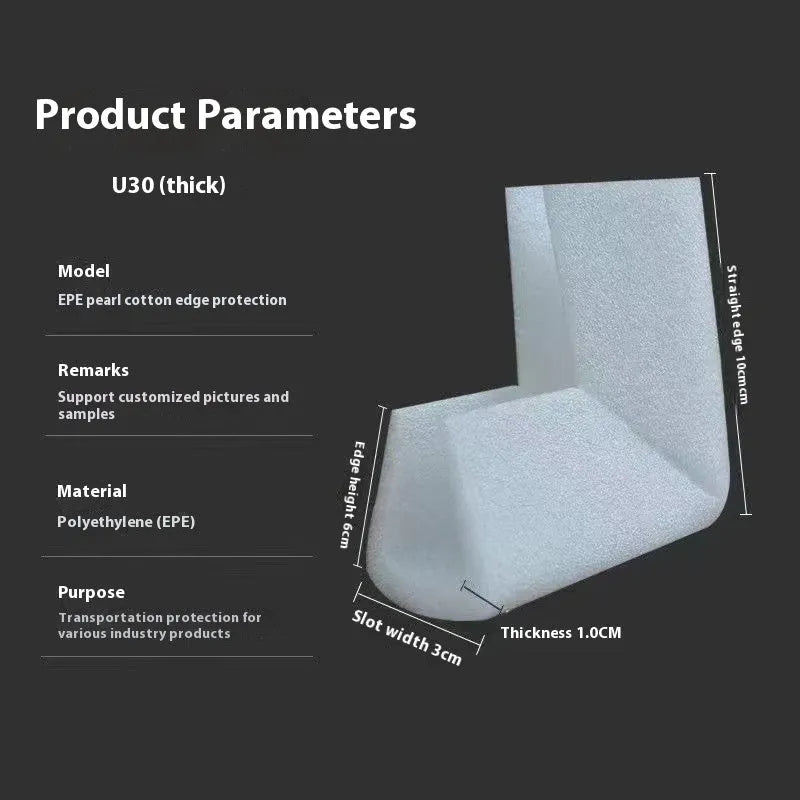 800-piece pack of white EPE pearl cotton foam U10 style furniture corner protectors with 10mm slot.
