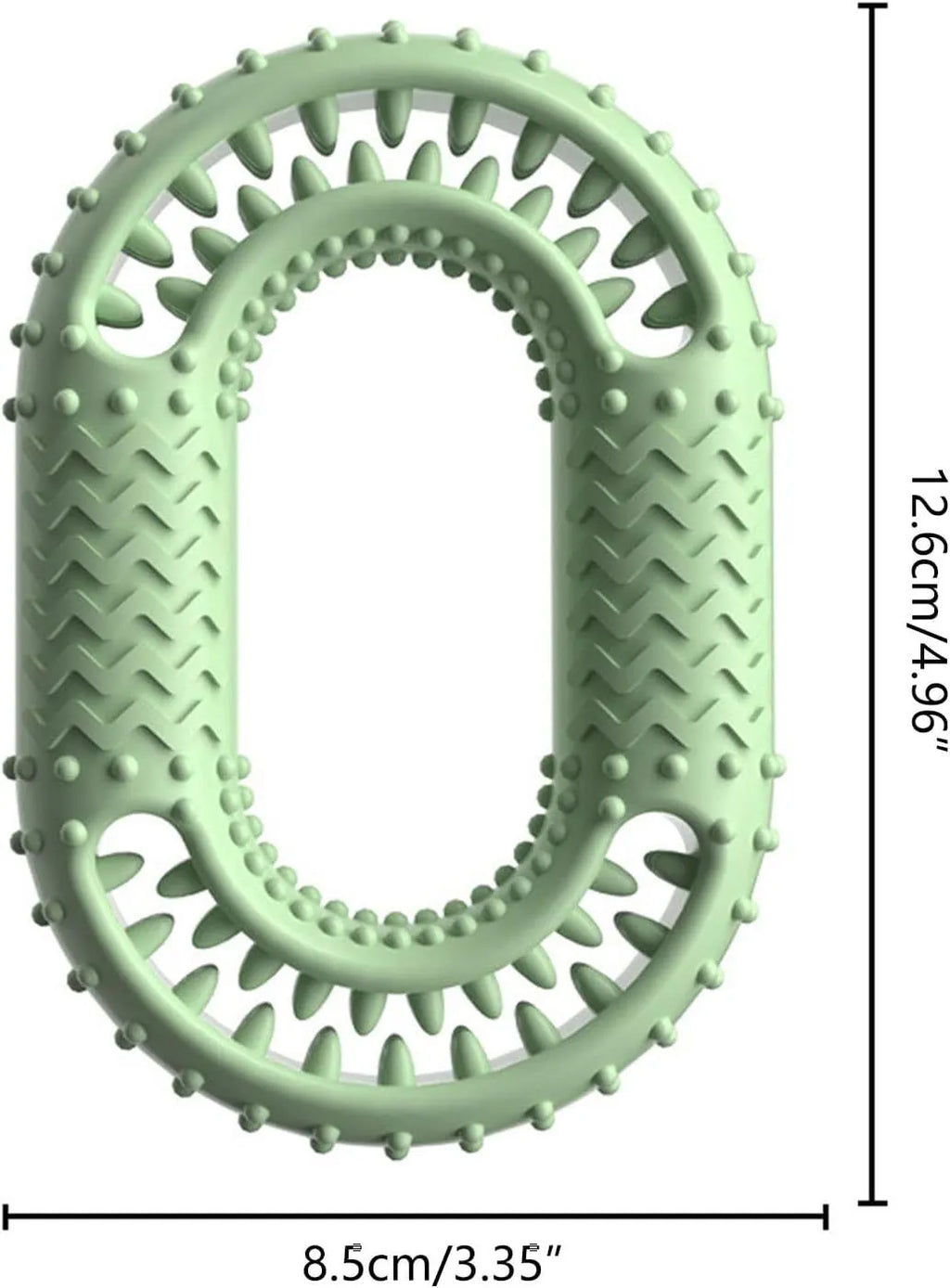 Blue O-ring shaped dog chewing toy for large breed aggressive chewers on a plain background