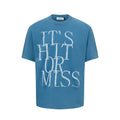 Men's white American retro letter printed cotton blend t-shirt loose fit