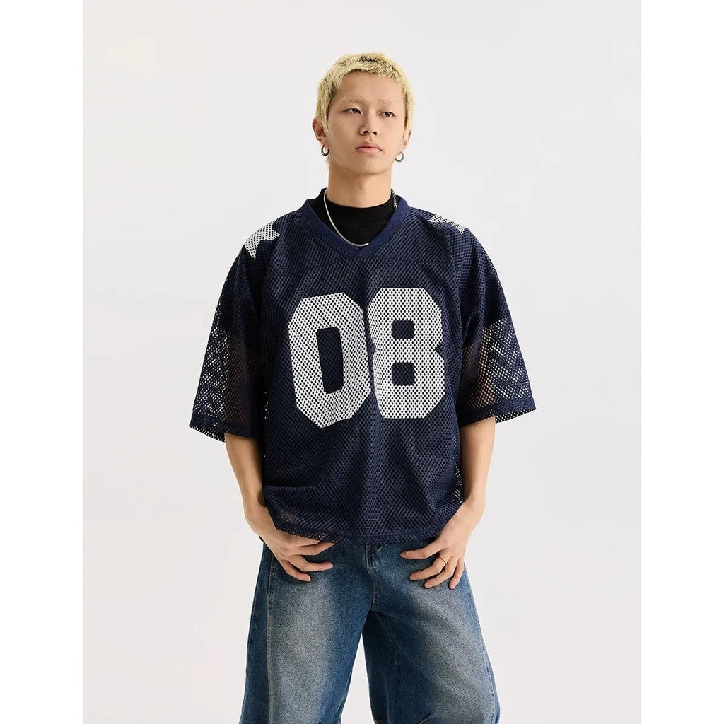 Black polyester half sleeve pullover shirt with letter pattern design, loose fit casual top