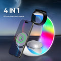 White wireless ambience light and fast charger with Type-C port for mobile devices