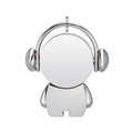 Silver metal USB flash drive with musician cartoon design showing compact dimensions