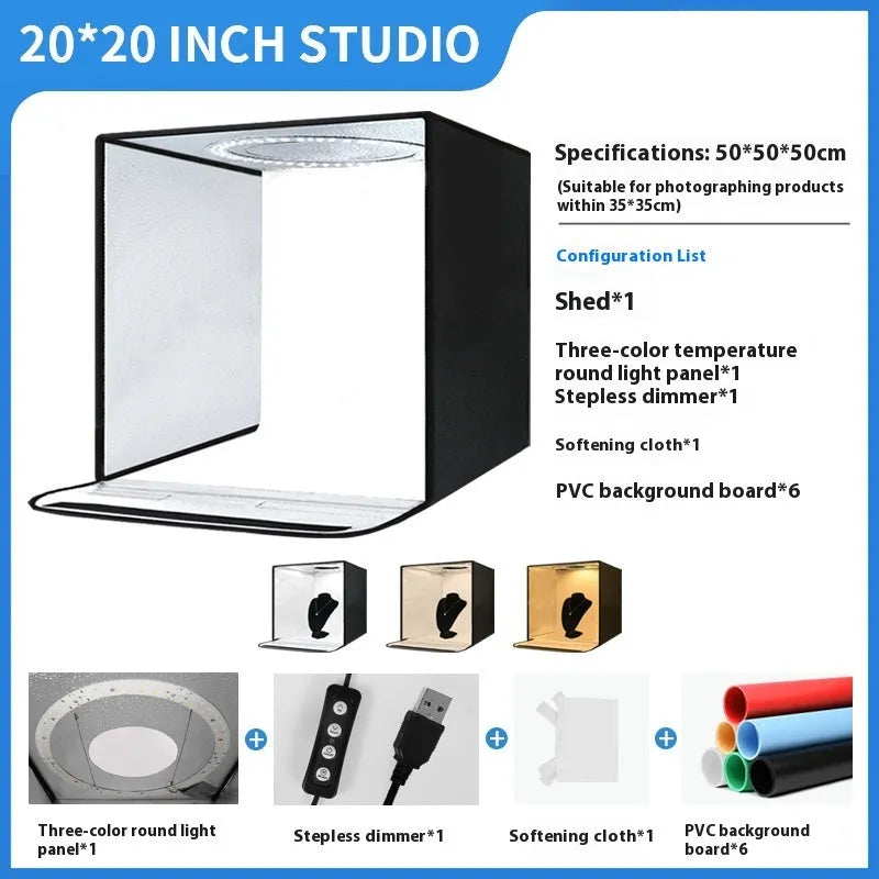 50cm foldable photo light box with USB plug and LED lighting panels