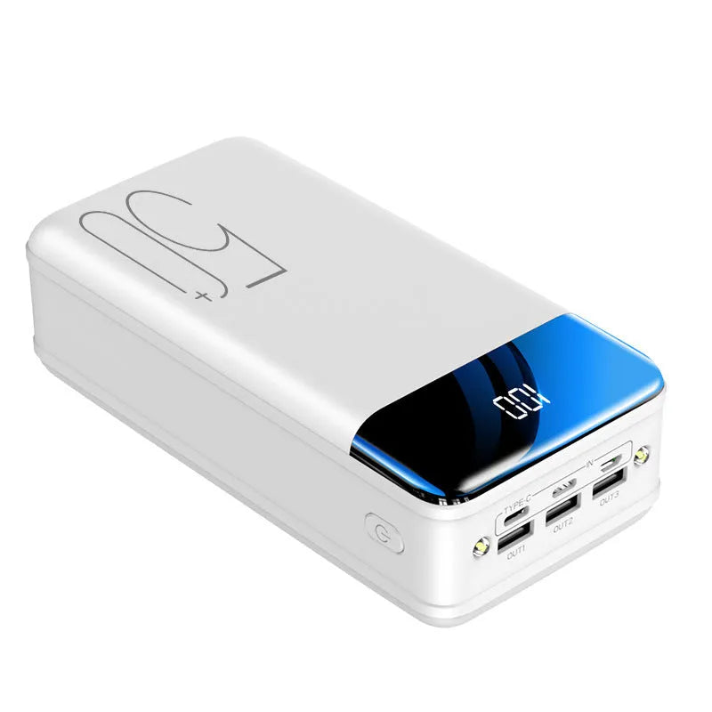 Black and white large capacity 50000mAh charging bank with three output ports