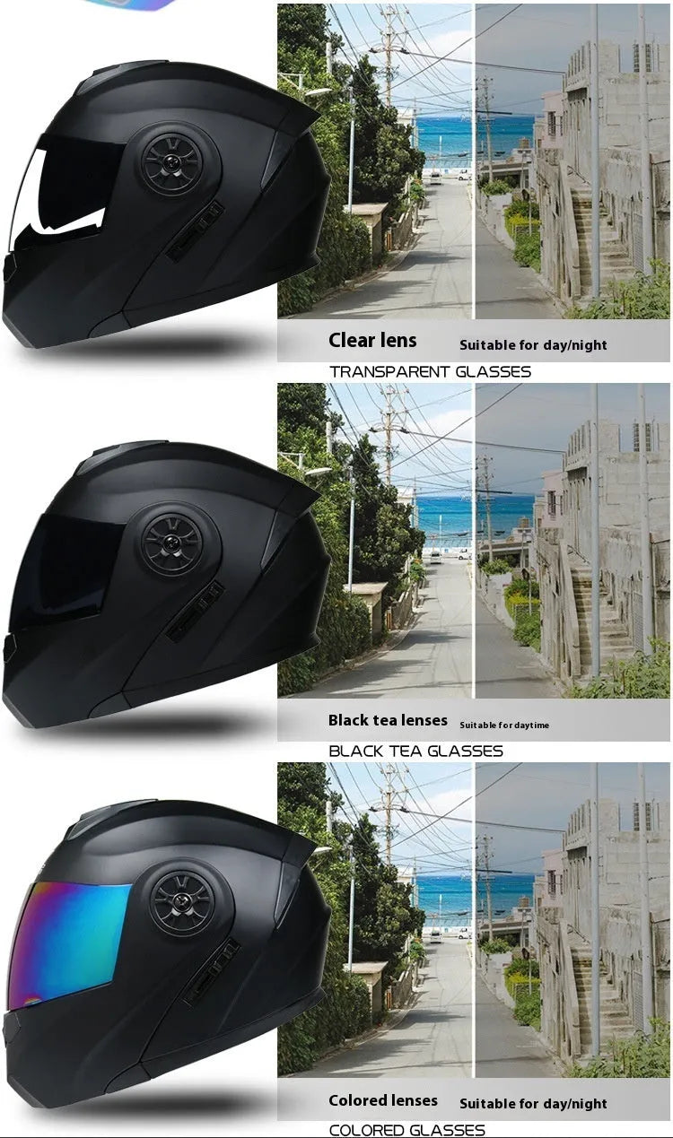 Matte black full face motorcycle helmet with ABS construction showing visor detail