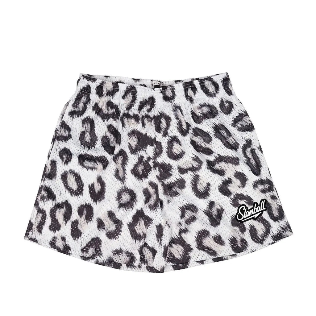 Men's leopard print fitness training shorts with quick-dry fabric