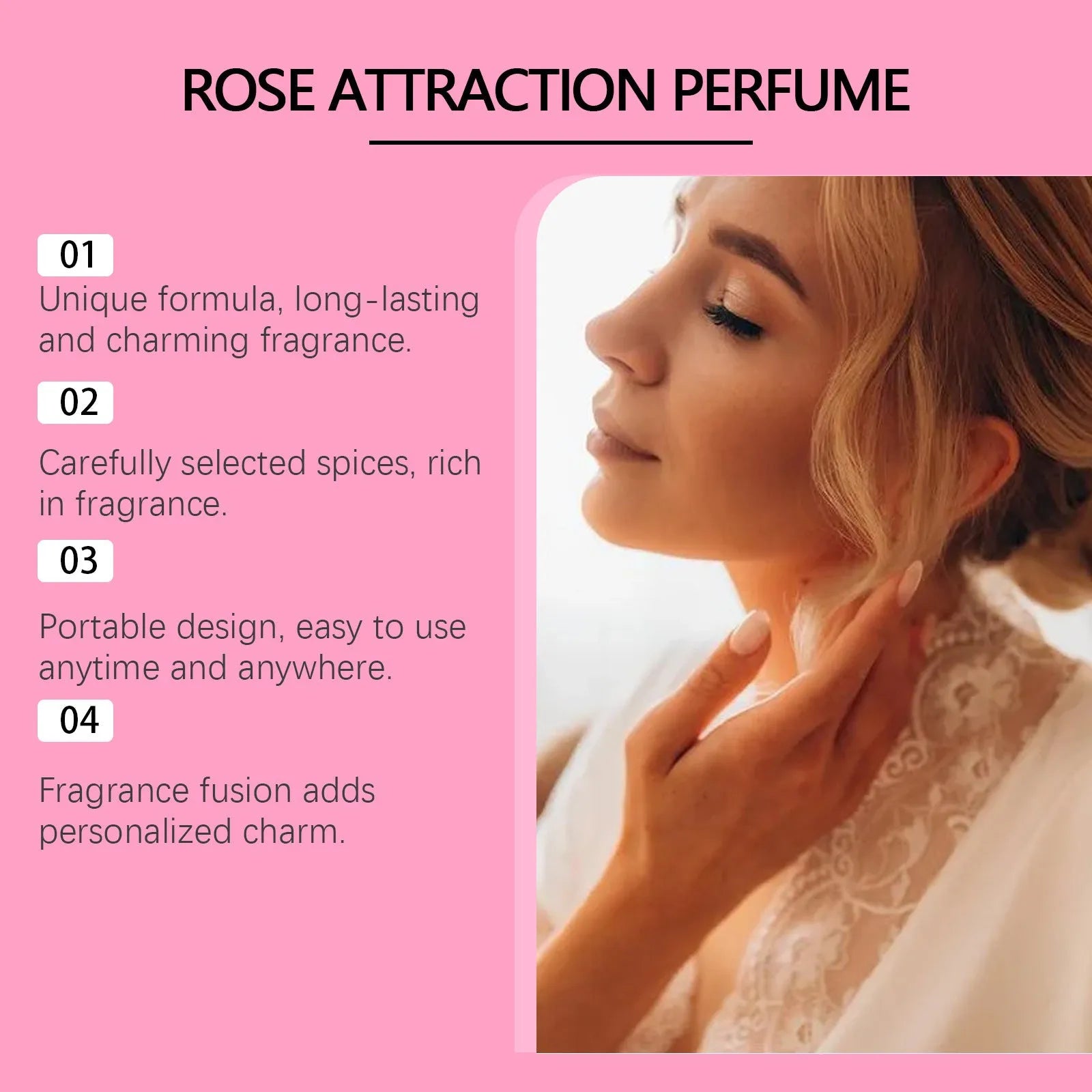 Rose light perfume 15ml natural portable bottle with moisturising body care