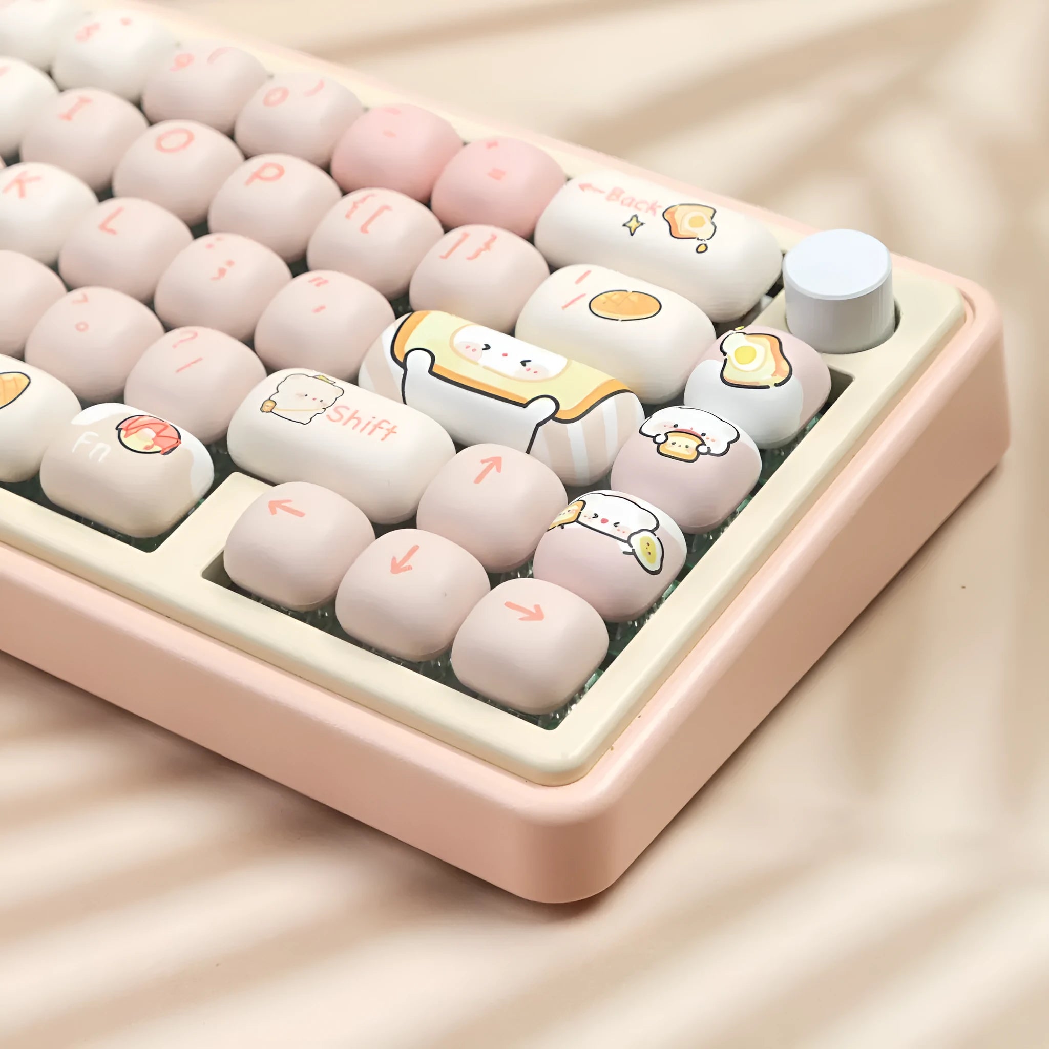 MOG Steamed Bread Bread Bear design PBT keycap set for mechanical keyboards, 143+3 keys