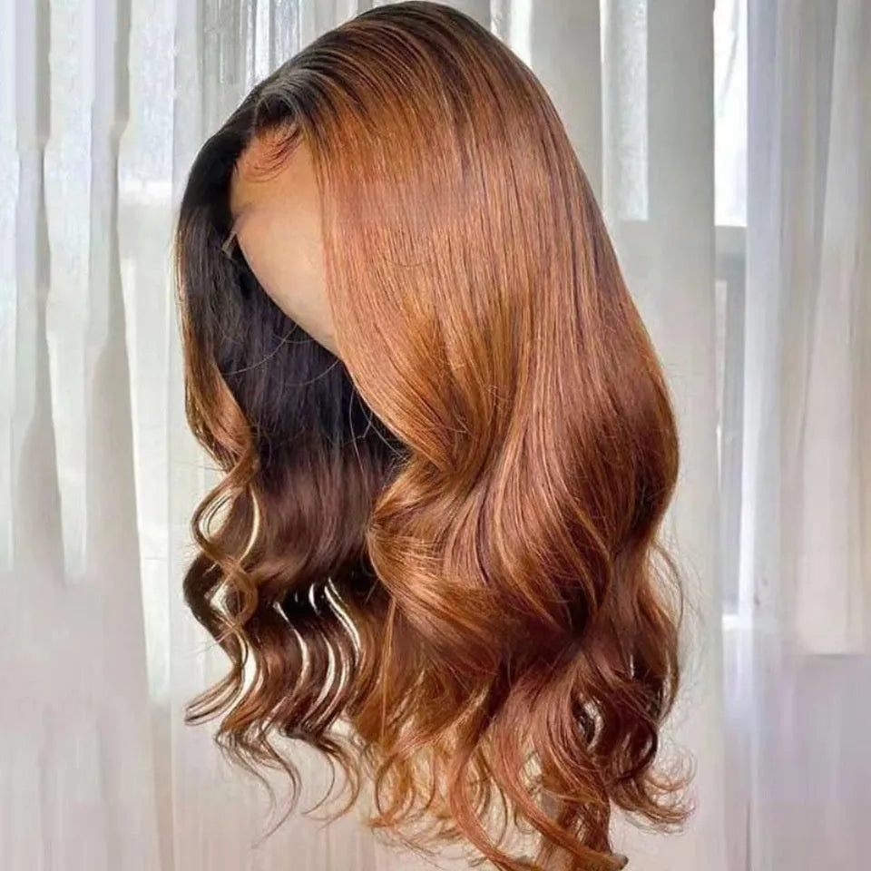 Real human hair Ruili style gradient wig on a lace front cap mannequin head.