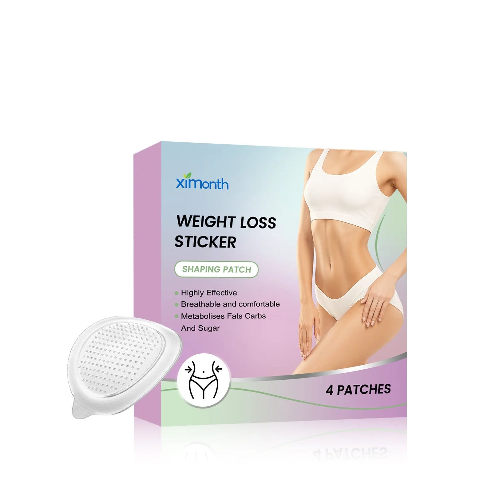 Four microneedle hydrogel body care patches with aloe and mint extracts in individual packaging