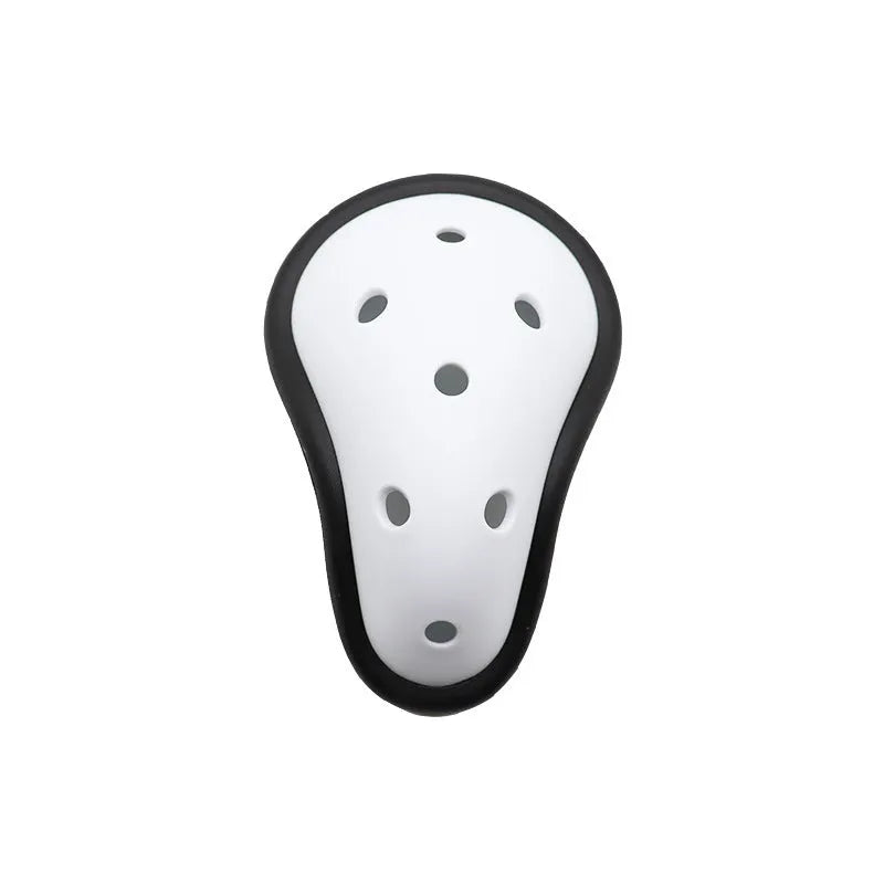 Black rubber genital protector for sports like Sanda, boxing, and hockey.