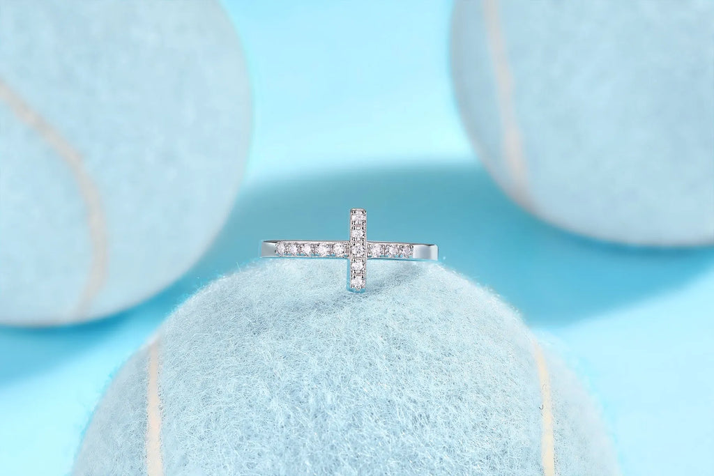 Holy Light Cross moissanite wedding ring set S925 silver gold-plated GRA certificate gift box