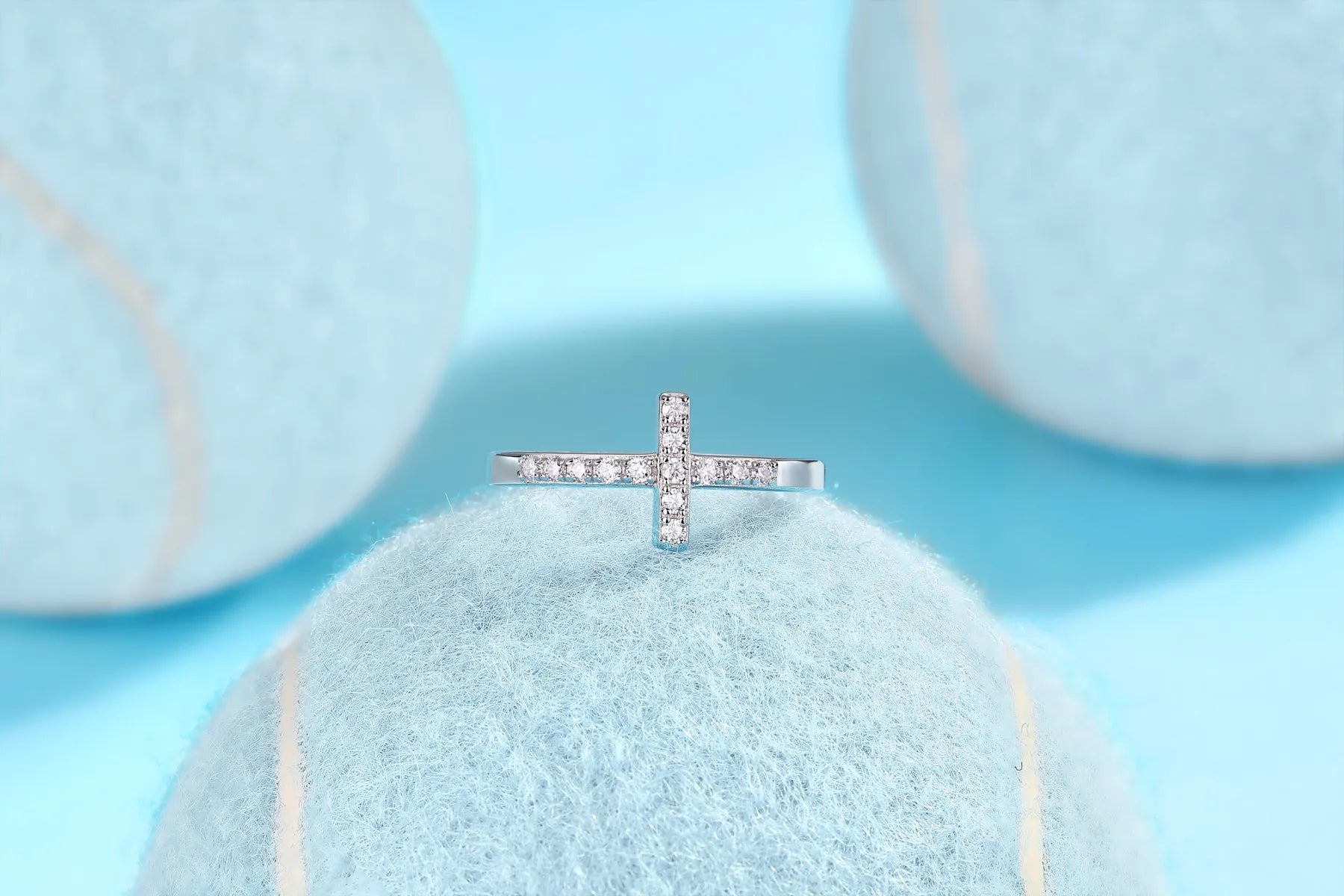 Holy Light Cross moissanite wedding ring set S925 silver gold-plated GRA certificate gift box