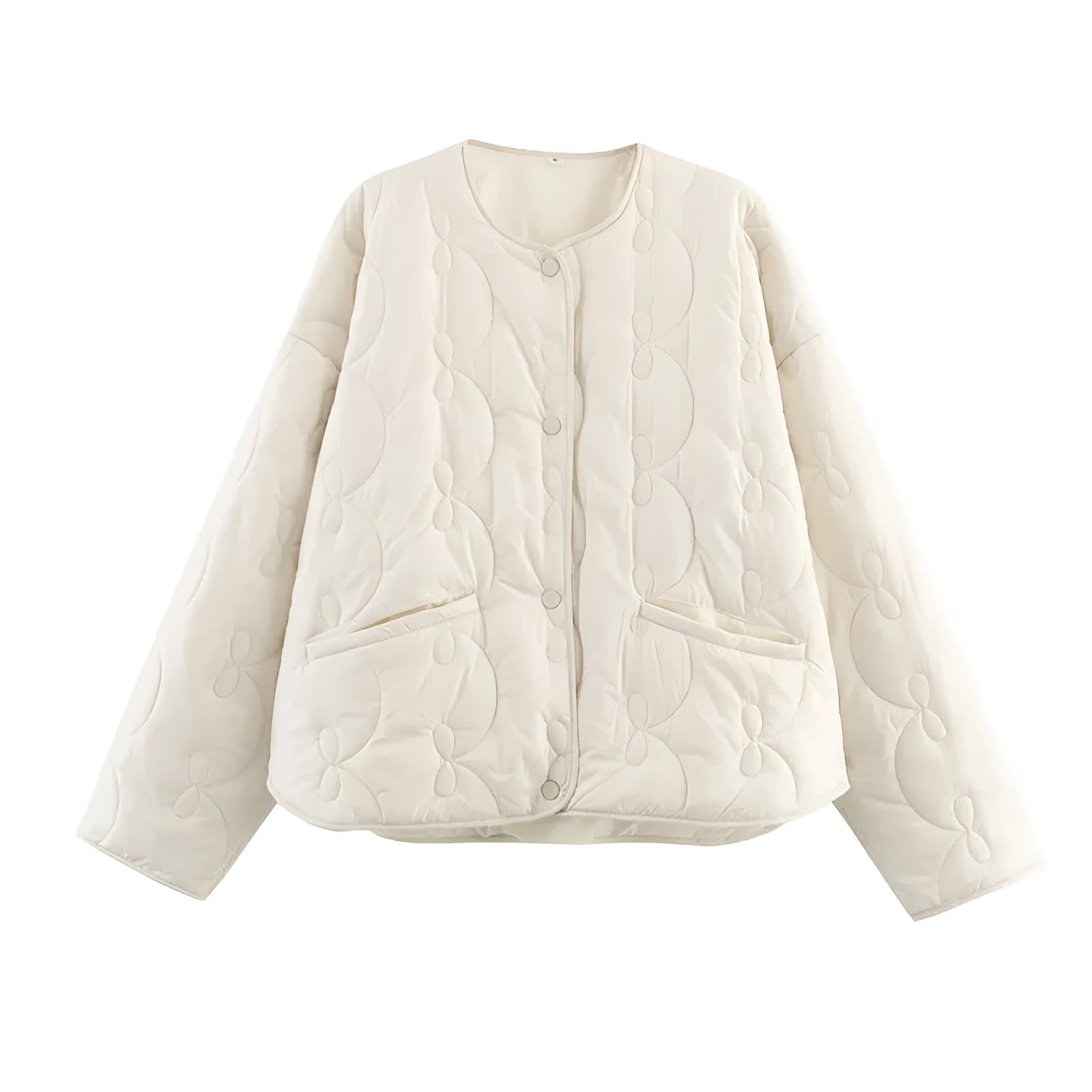 Women's bow quilted coat in black polyester, straight cut, medium thickness, regular sleeves, size M