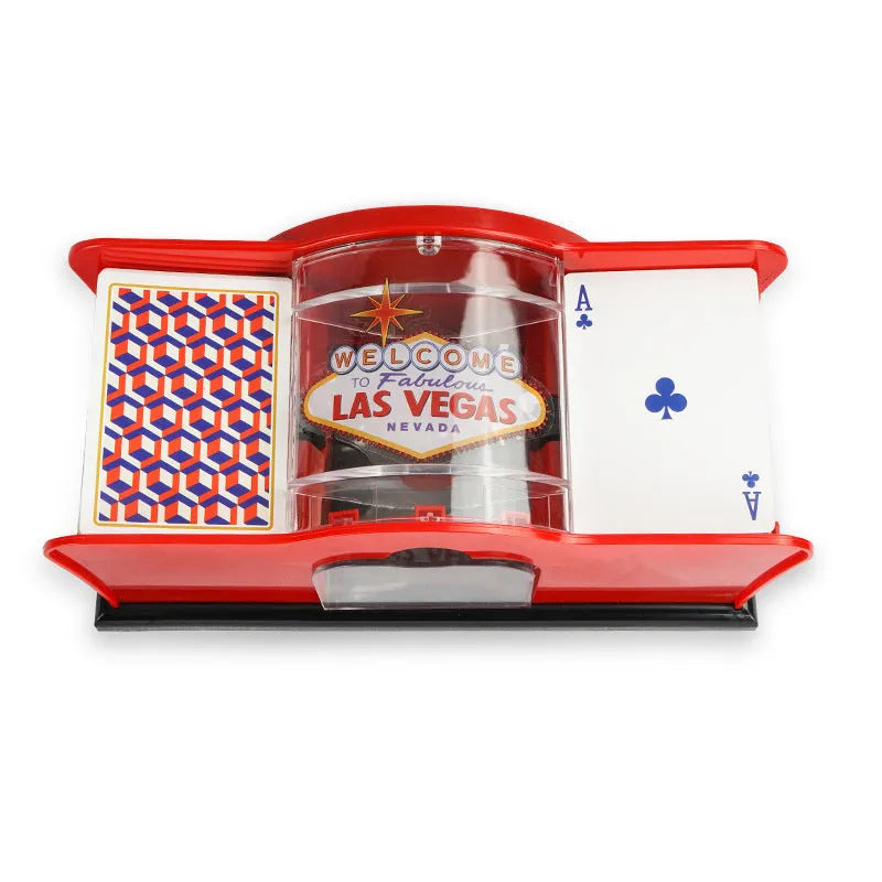 Manual card shuffler machine with hand crank for poker and casino games