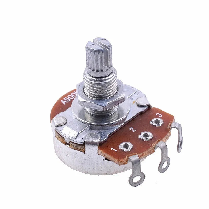 Metal electric guitar potentiometer knob for volume and tone control replacement.