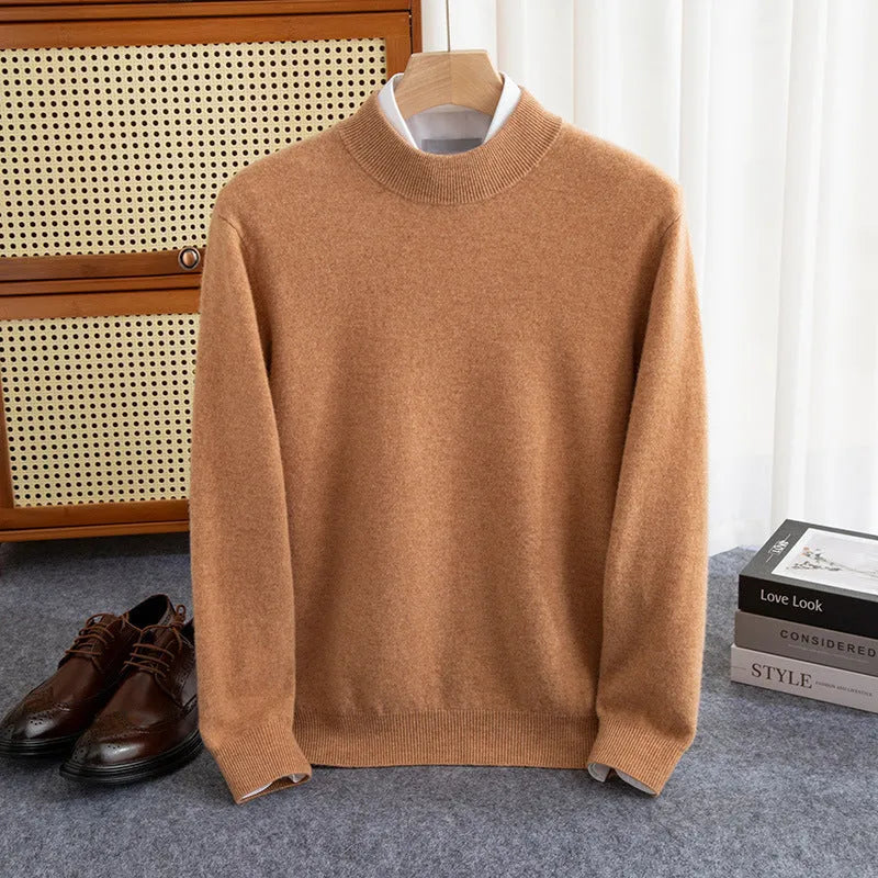 Men's half-collar wool sweater in loose fit winter jumper available in multiple colours