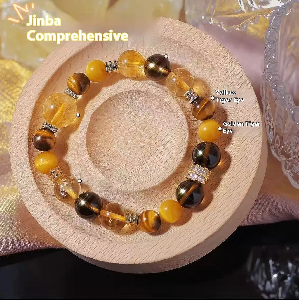 Natural yellow tower crystal string beads bracelet with 10mm Jinba large comprehensive design