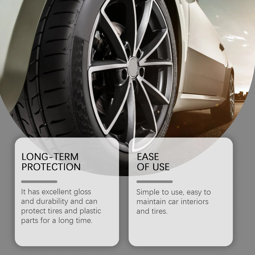 Car tyre glazing agent 120ml bottle with silicone oil formula for rubber tyre shine