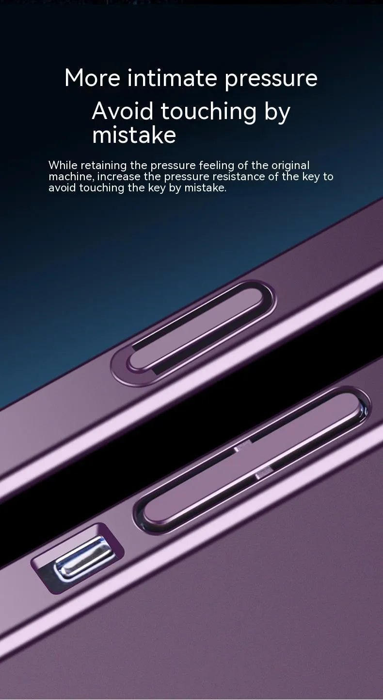 Dark purple iPhone magnetic phone case with invisible bracket and large window design on iPhone 14 Pro