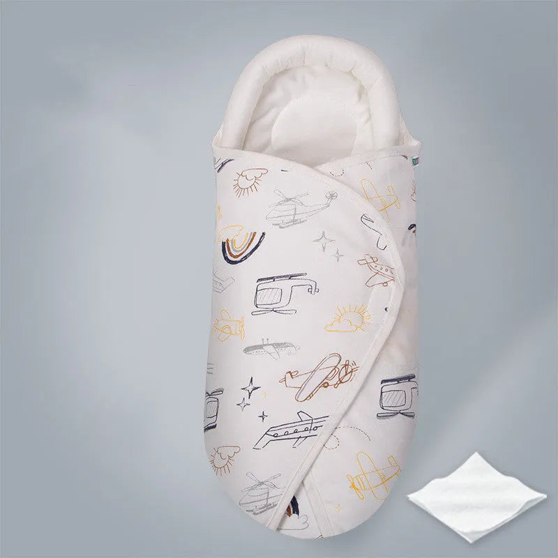 Cotton baby anti-startle swaddle blanket measuring 30x60cm with printed animal design