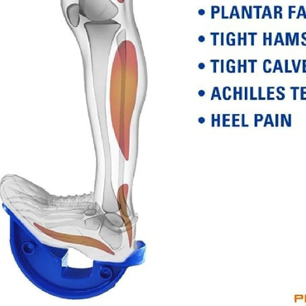 Treasure blue ABS plastic lower leg tension plate stretcher with a textured diagonal pedal.