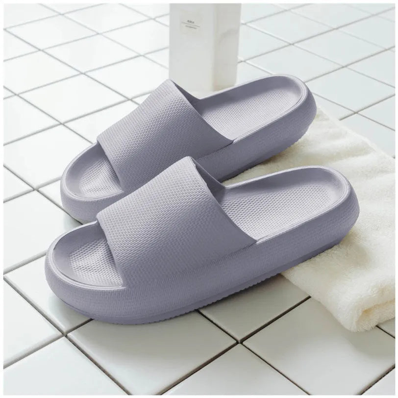 Soft home couple slippers in grey, EVA non-slip toe slippers for indoor use