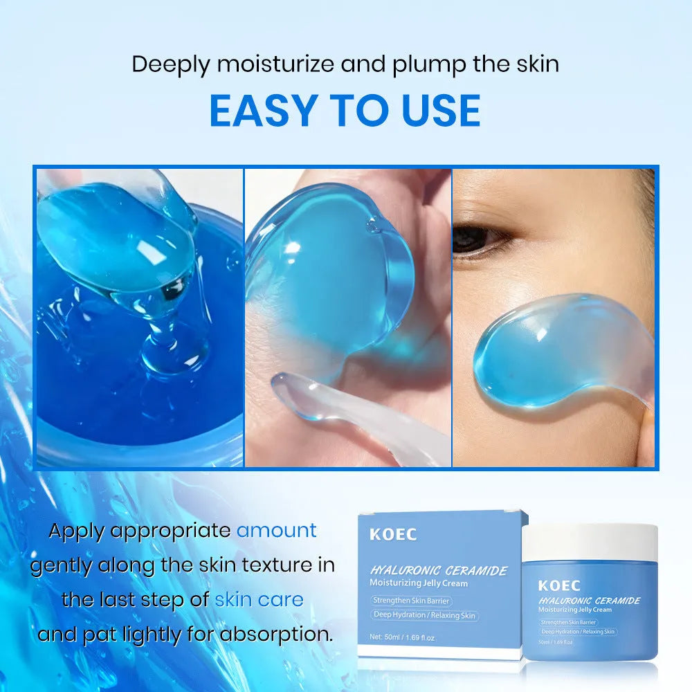 Hyaluronic Acid Moisturizing Blue Jelly Cream 50g tub in no-spoon format for daily face care