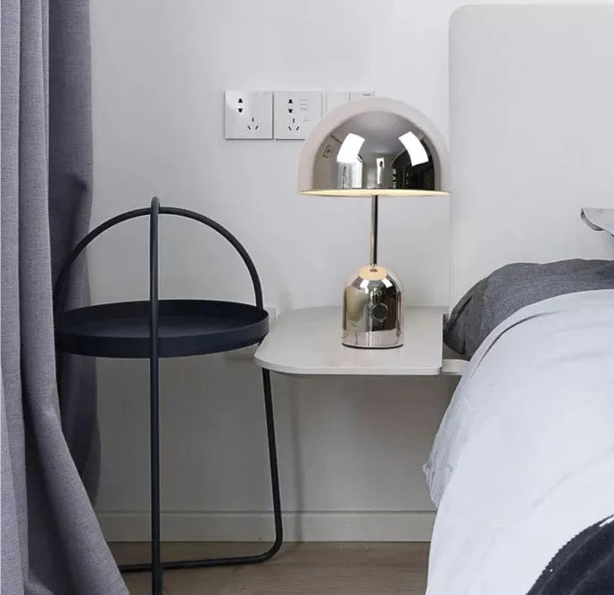 Metal table lamp in rose gold, chrome, or gold finish with post-modern light luxury design measuring 280mm wide by 450mm tall