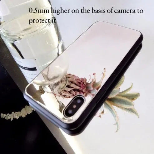 Black mirror phone case for Apple iPhone showing reflective surface on the back cover.