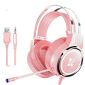 Girl powder-upgraded computer gaming headset wired earphone with protein earmuffs for PC 3.5mm USB
