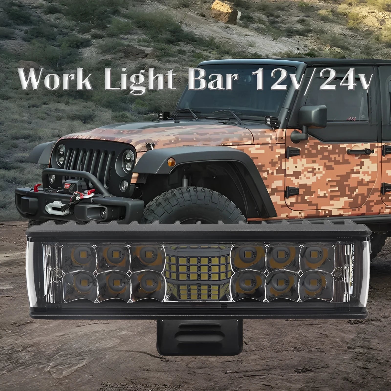 7-inch 60W LED strip work light with straight line shape and black aluminium shell