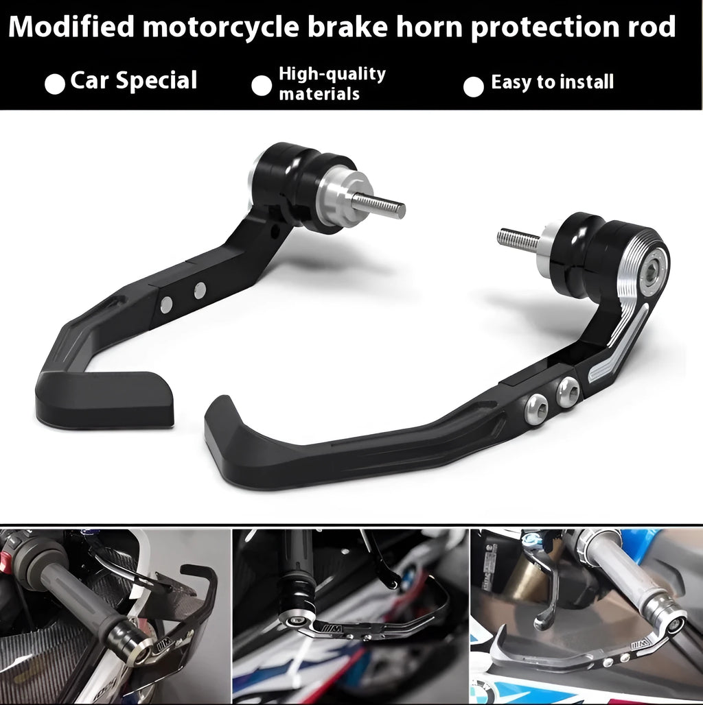 Pair of CNC aluminium brake horn guard bars for Honda CBR650 motorcycle, shown in black and grey colour options.