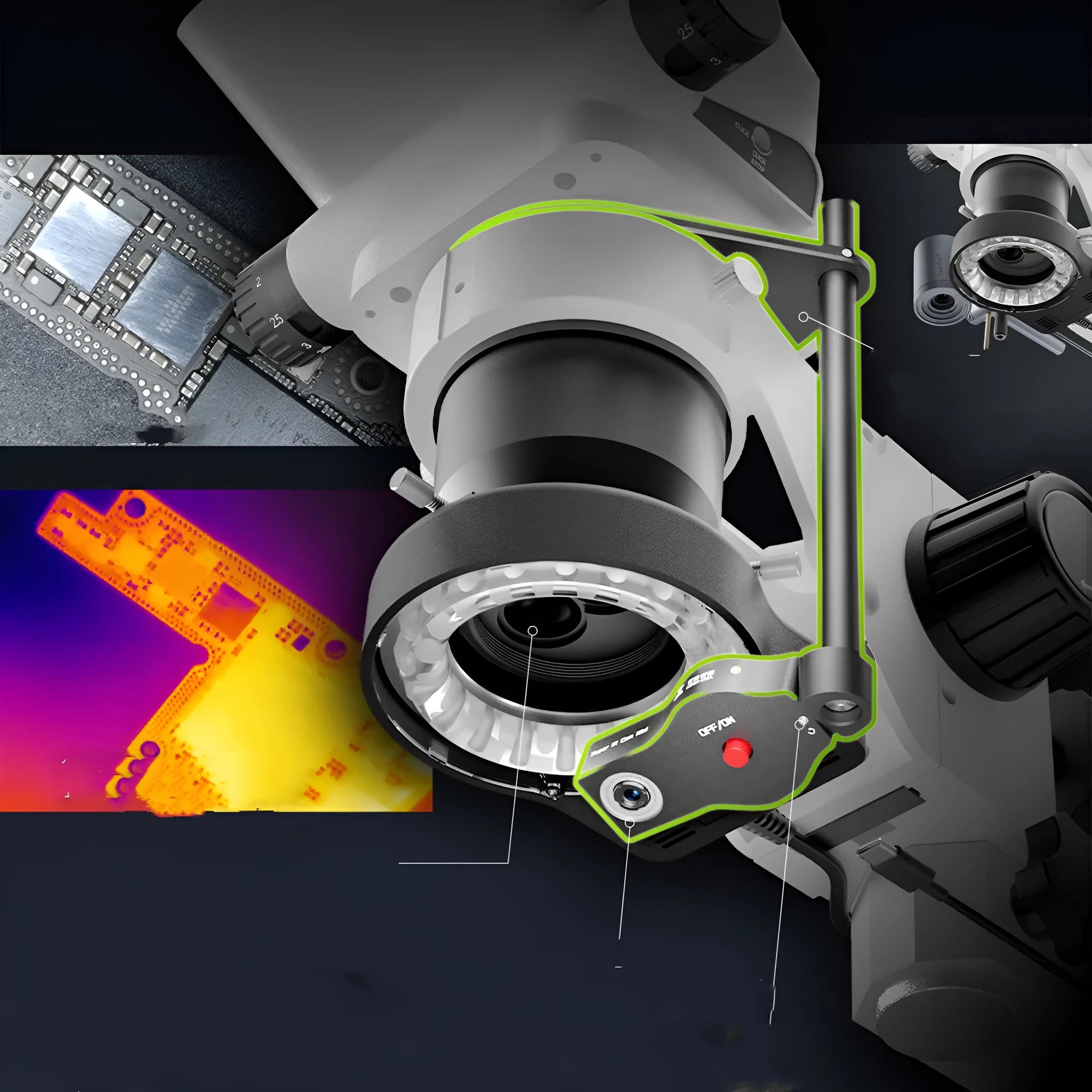 Super IR Cam mini microscope thermal imaging system with mounting bracket and accessories