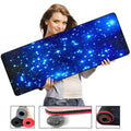 Blue star mouse pad with high-density fabric surface and natural rubber anti-skid base on a desk