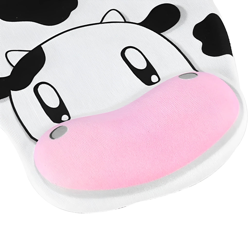 Cow silicone wrist rest mouse pad with soft non-slip surface on a desk