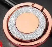 Bling glitter metal phone ring holder in silver colour, showing 360-degree rotation.