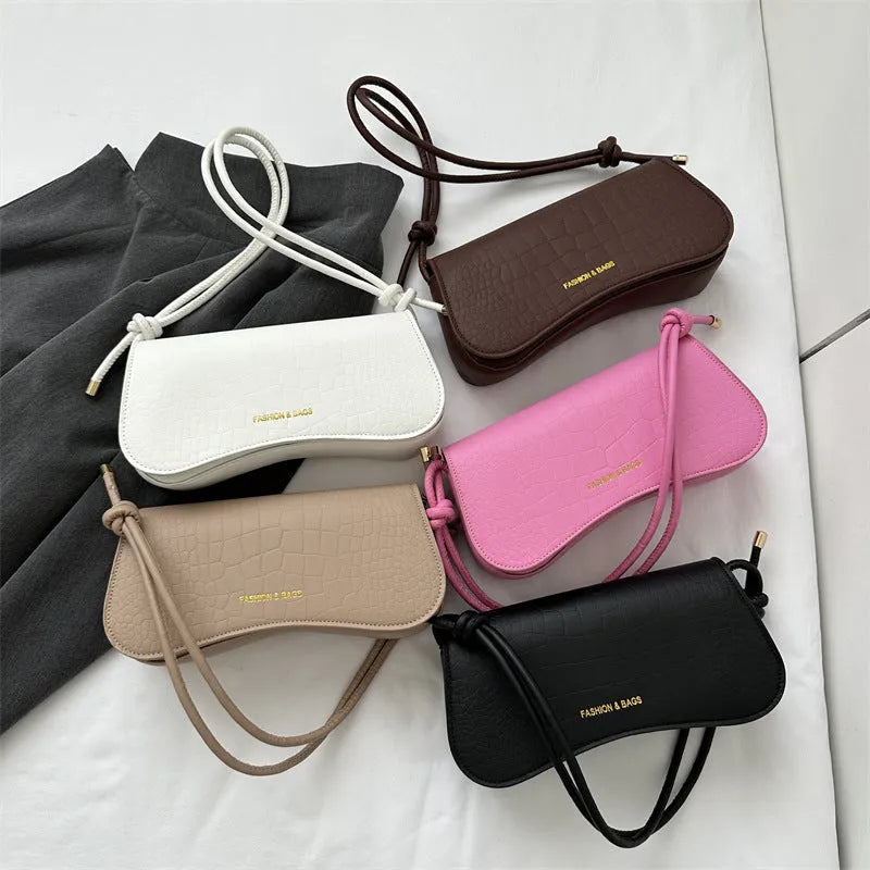 Solid colour PU underarm bag with single shoulder strap, khaki finish