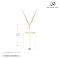 Sterling silver necklace with simple cross pendant on O-shaped chain in gold, platinum, or rose gold finish