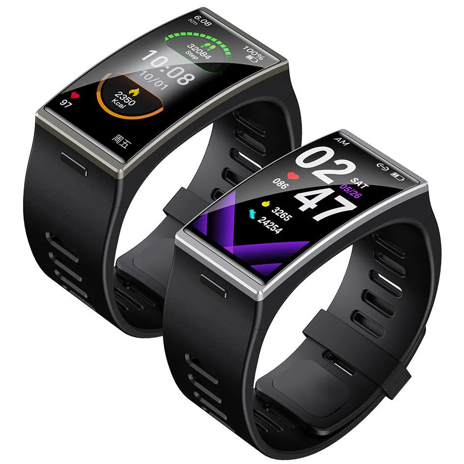 DM12 smart watch with 1.91 inch full touch display, black silicone strap, heart rate sensor, magnetic charger