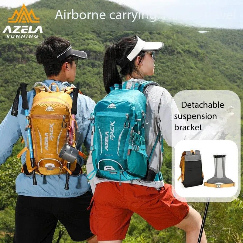 AZELA 30L orange hiking backpack with durable fabric and multiple compartments
