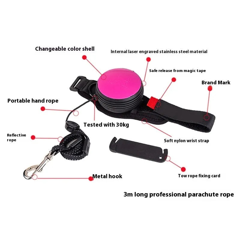 Automatic retractable dog leash extended to 3 metres in vibrant orange colour